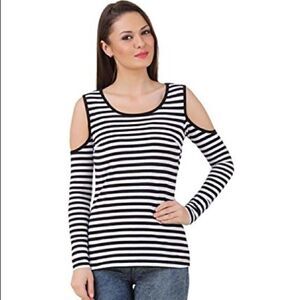 Striped cold shoulder top  